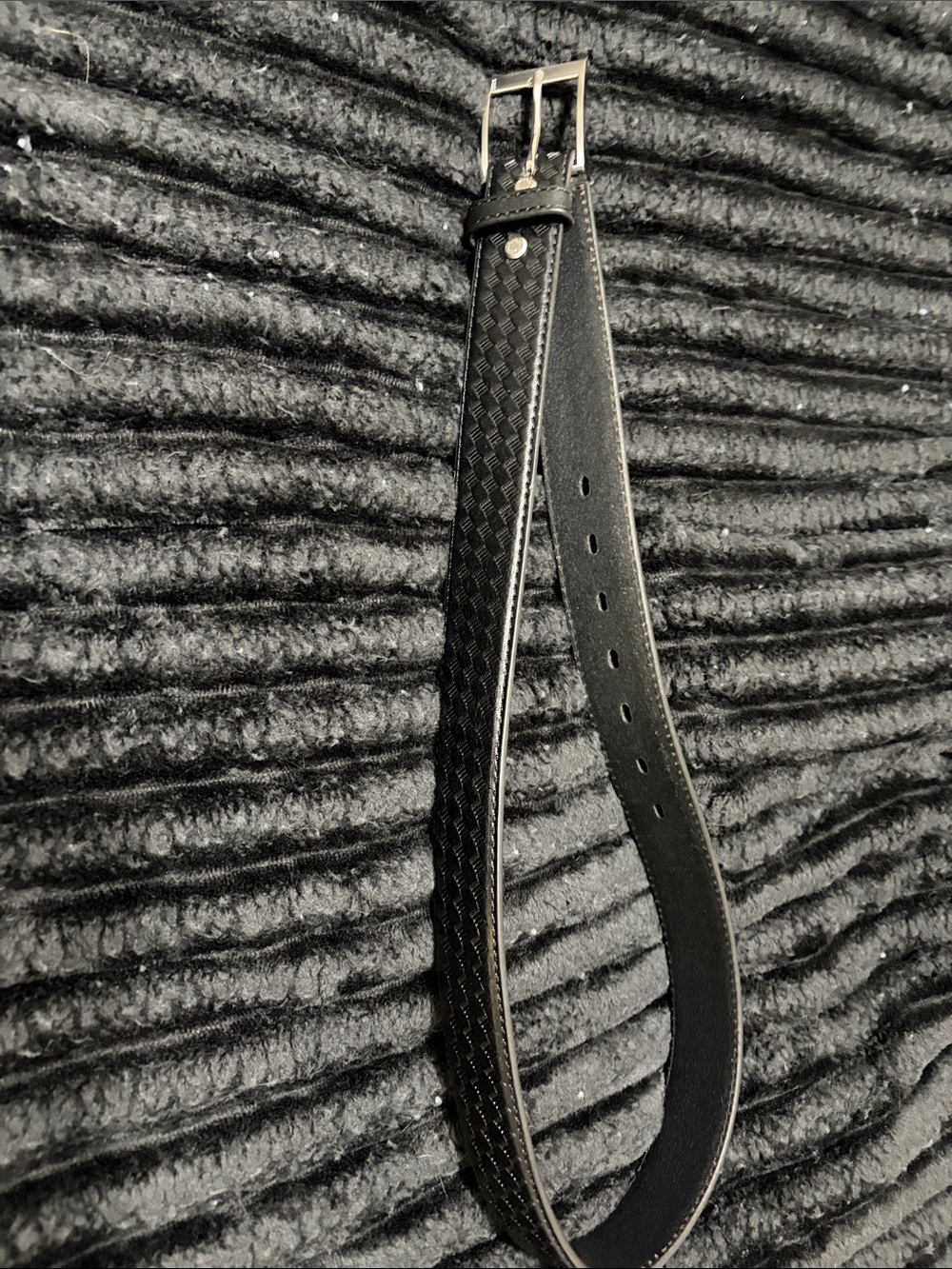 5.11 Tactical Black Woven Leather Belt with Silver Buckle